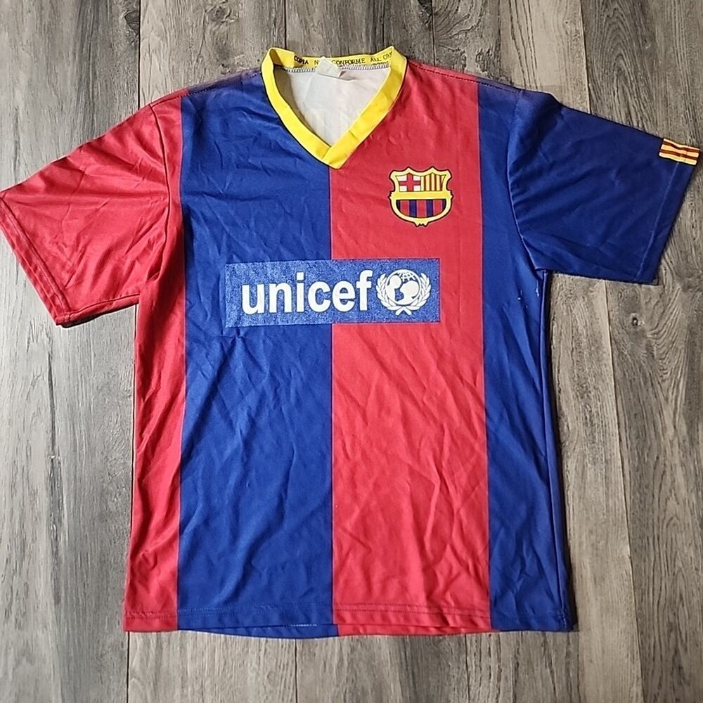 FC Barcelona Ronaldinho #10 Unicef Soccer Futbol Jersey Size L
